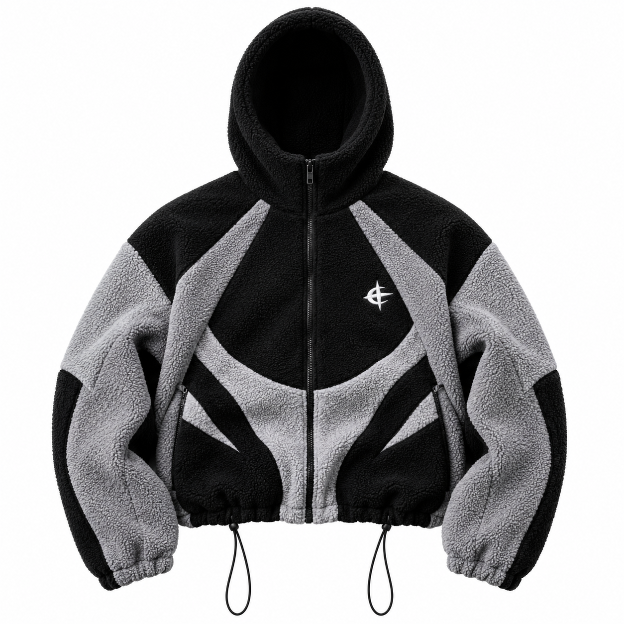 Moody Black and Gray Fleece Hoodie